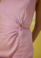 A Model Wearing Multicolor Lavender Blossom Tencel Knotted Dress , curated by Only Ethikal